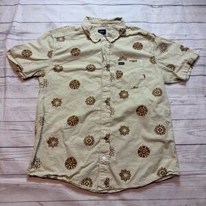 RVCA Short Sleeve‎ Button Up Shirt Beige Men's Size Medium